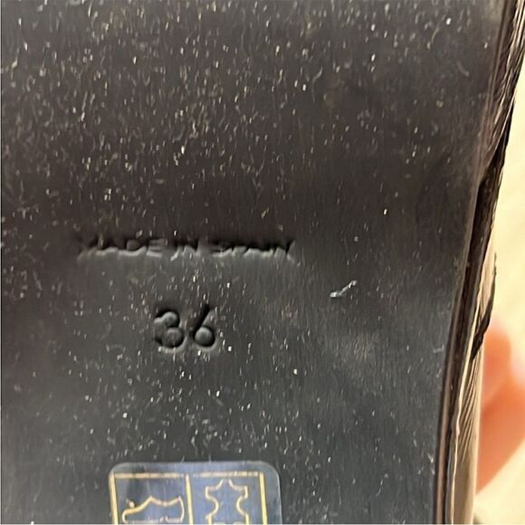 Free People Ruby Shine Black Leather Platform Boots Block Heel US 6 - Picture 6 of 8